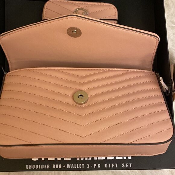 NWT Steve Madden Shoulder Bag w/Matching Wallet - Blush Pink - 2pc Gift Set - Picture 8 of 9